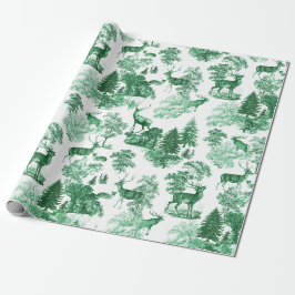 Elegantes Vintages Grünes Hirsch im Wald Geschenkpapier