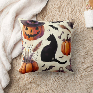 Elegantes Vintages Halloween-Aquarellmuster Kissen