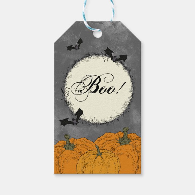 Elegantes Vintages Halloween Geschenkanhänger (Vorderseite)