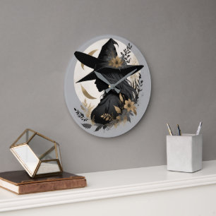 Elegantes Vintages Halloween Hexe 3 große Wall Uhr