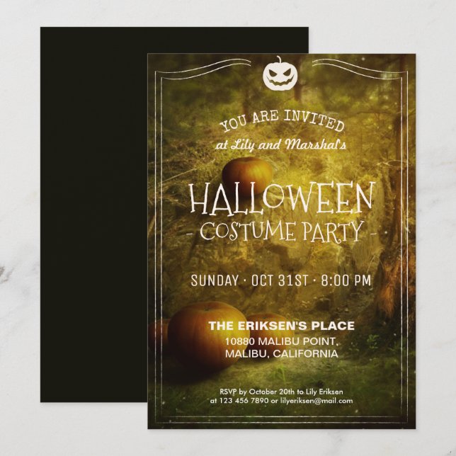 Elegantes Vintages Halloween-Party | Einladung (Vorne/Hinten)