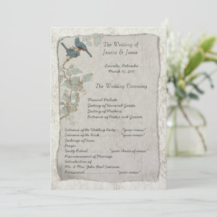 Elegantes Vintages Hochzeitsprogramm für Aquamarin Programm