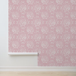 Elegantes Vintages Hydrangea-Bow-Weichrosa-Muster Tapete