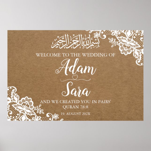 Elegantes Vintages islamisches Hochzeitplakat Poster (Vorne)