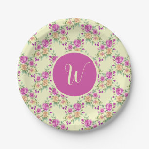 Elegantes Vintages Lavendel Lila Blumenmuster Pappteller
