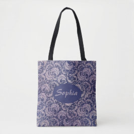 Elegantes, Vintages Lila Damask-Muster Tasche