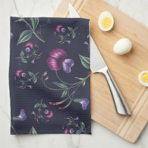Elegantes Vintages Lila Orchideenmuster Geschirrtuch