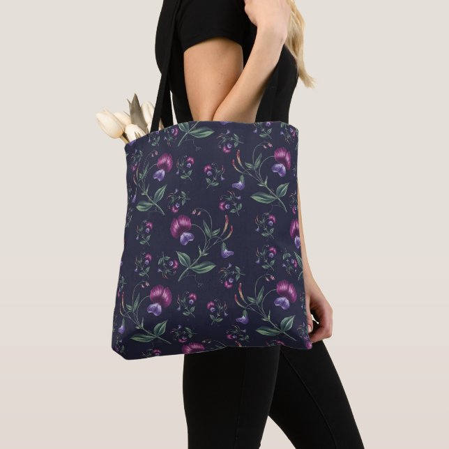 Elegantes Vintages Lila Orchideenmuster | Tasche (Von Nahem)