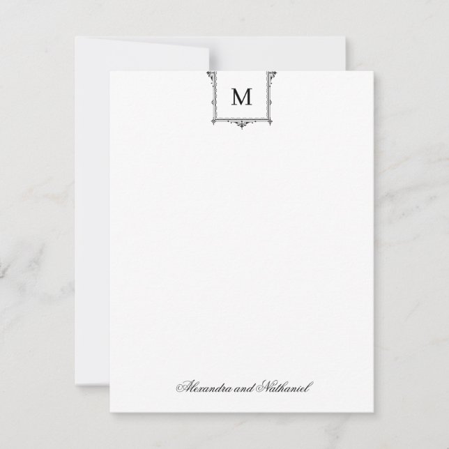 Elegantes Vintages Monogramm-Leeres-Foto Dankeskarte (Vorderseite)