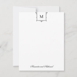 Elegantes Vintages Monogramm-Leeres-Foto Dankeskarte