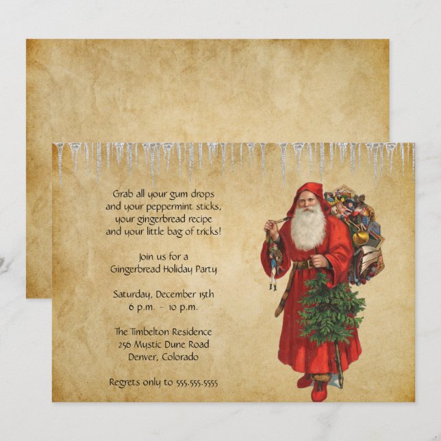 Elegantes Vintages Party für Weihnachtsgestaltung Einladung (Vorne/Hinten)