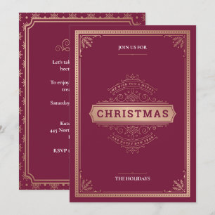 Elegantes Vintages Party im Roten Stil Einladung