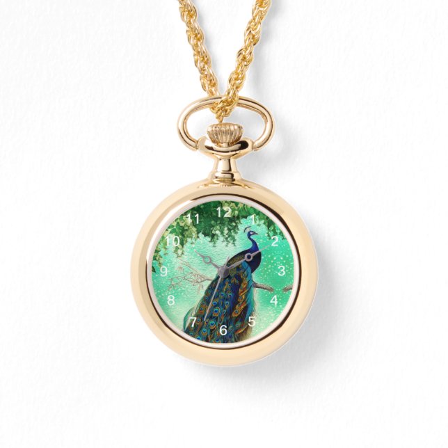 Elegantes Vintages Pfauenwerk Armbanduhr (Vorderseite)