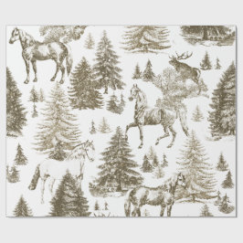 Elegantes Vintages Pferd im Schneewaldtoil Geschenkpapier