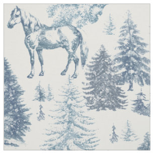 Elegantes Vintages Pferd im Schneewaldtoil Stoff