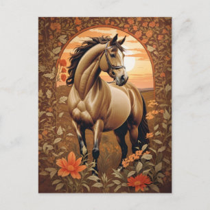 Elegantes Vintages Pferd nach Sonnenuntergang Postkarte