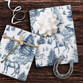 Elegantes Vintages Pferd Snowy Winter Wonderland Geschenkpapier
