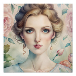 Elegantes Vintages Portrait Glossy Poster