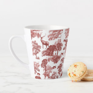 Elegantes Vintages Red Toile Deer Fox Hare Muster Milchtasse