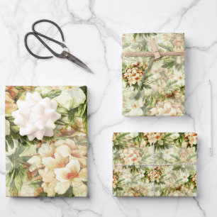 Elegantes Vintages Retro Weißes Blumengebäck Geschenkpapier Set