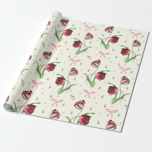 Elegantes Vintages rosa Bögen Blumenmuster Geschenkpapier