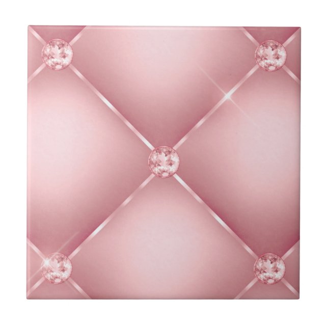 Elegantes Vintages rosa Diamantschlauchmuster Fliese (Vorderseite)