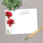 Elegantes Vintages Rotes Orientales Mohnblütenblat Mitteilungskarte<br><div class="desc">Dieses hübsche personalisierte Notenkartendesign zeichnet sich durch eine Vintage Illustration von roten orientalischen Pappeln und eine schlichte und dennoch elegante Typografie aus. Dieses Design macht einen wunderbaren Geburtstag,  Muttertag oder Urlaubsgeschenk für jeden!</div>