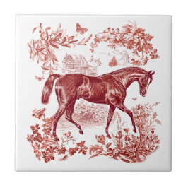 Elegantes Vintages Rotes Pferd Fliese