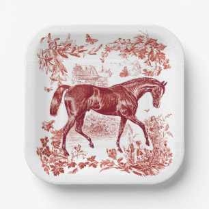 Elegantes Vintages Rotes Pferd Pappteller