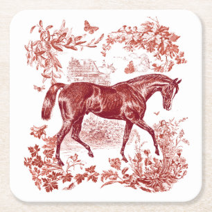 Elegantes Vintages Rotes Pferd Rechteckiger Pappuntersetzer