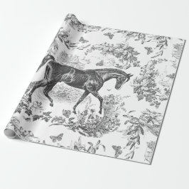 Elegantes Vintages Rustikales Schwarzes Pferd Geschenkpapier