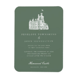Elegantes Vintages Schloss Grüne Hochzeit Einladun Magnet