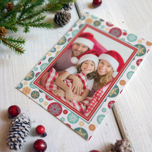 Elegantes Vintages Schneeflocken Weihnachten Foto Einladung