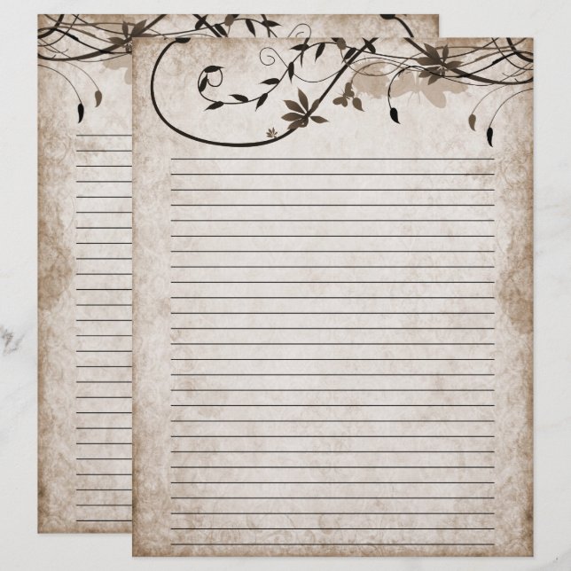 Elegantes Vintages Schreibpapier (Vorne/Hinten)