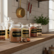 Elegantes Vintages Schwarz-Gold-Pantry-Label