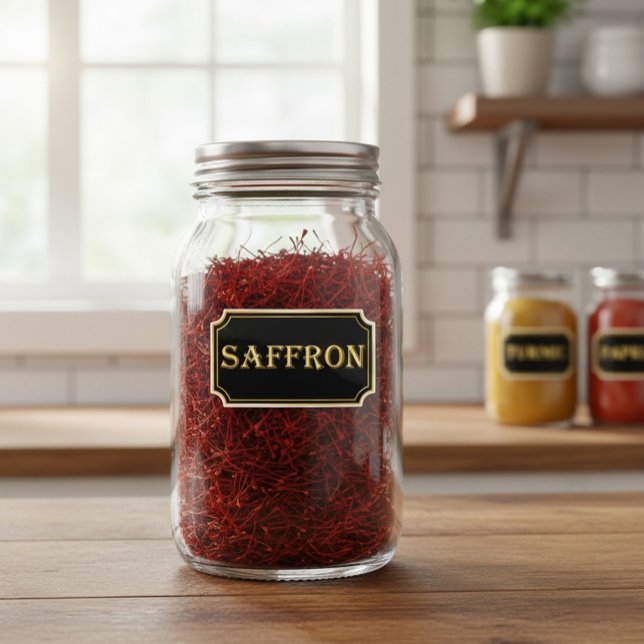 Elegantes Vintages Schwarz-Gold-Pantry-Label Aufkleber (Von Creator hochgeladen)