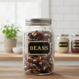 Elegantes Vintages Schwarz-Gold-Pantry-Label Aufkleber