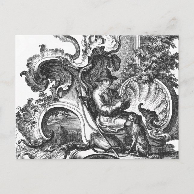 Elegantes Vintages Schwarz-Weiß-Museum Postkarte (Vorderseite)