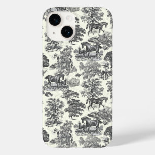 Elegantes Vintages Schwarz-weißes Pferd Case-Mate iPhone 14 Hülle