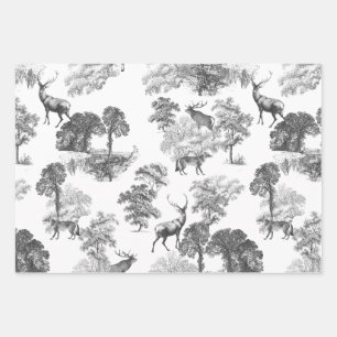 Elegantes Vintages Schwarz-weißes Wildfox-Country- Geschenkpapier Set