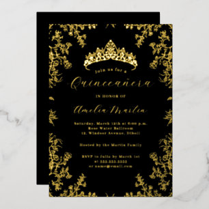 Elegantes Vintages Schwarzes Schwarzes Meer Folieneinladung
