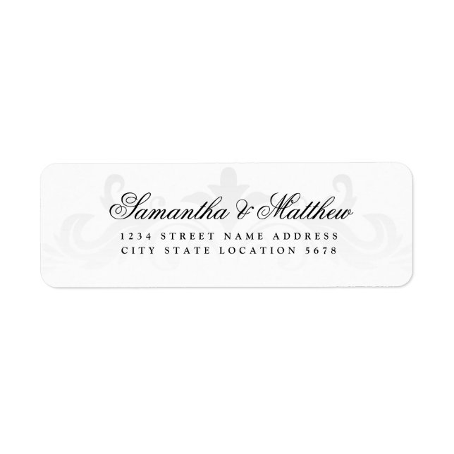 Elegantes Vintages Script-Hochzeitsadressen-Etiket (Vorne)