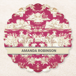 Elegantes Vintages Seetoile de jouy Monogramm Untersetzer