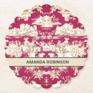 Elegantes Vintages Seetoile de jouy Monogramm Untersetzer