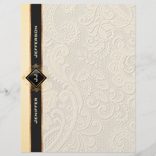 Elegantes Vintages Spitzentexturpapier Briefbogen (Vorderseite)