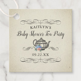 Elegantes Vintages Tea Party | Babydusche Geschenkanhänger