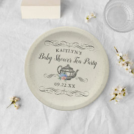 Elegantes Vintages Tea Party | Babydusche Pappteller
