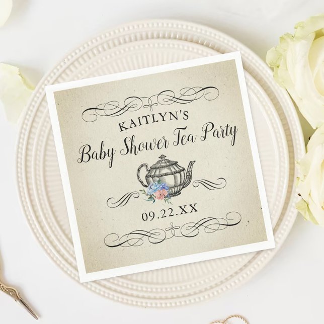 Elegantes Vintages Tea Party | Babydusche Serviette (Von Creator hochgeladen)