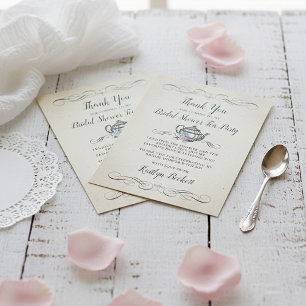 Elegantes Vintages Tea Party BRAUTPARTY Dankeskarte