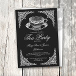 Elegantes Vintages Tea Party Schwarz Einladung<br><div class="desc">Elegantes Tea Party Einladung Design mit Vintagem Tea Cup Black Motiv,  individuelle Name und Datum und Zusatztext. Beeindrucken Sie Ihre Familie und Freunde mit diesem stilvollen und eleganten Design. Einfach zu bedienen und leicht zu personalisieren.</div>